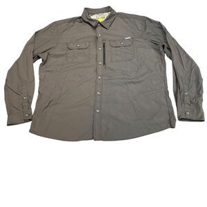 Eddie Bauer Shirt Men XL Gray Nylon Roll Tab Sleeve Outdoor Fishing